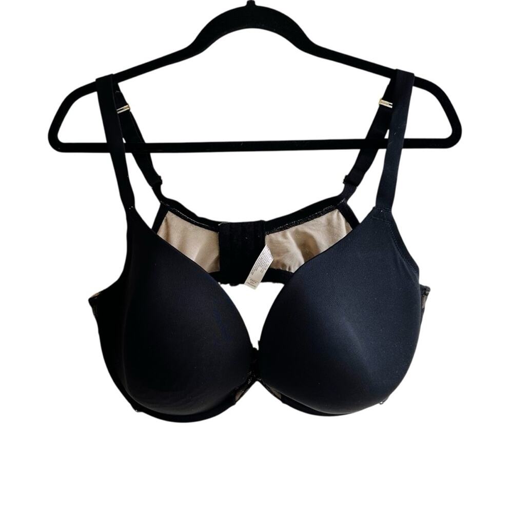 Cacique Quarterly Lace Plunge Bra Black & Gold 44DDD